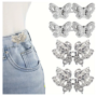 4 pairs of adjustable denim button clips, loose denim metal butterfly waist tightener, no need to sew or shrink pants size