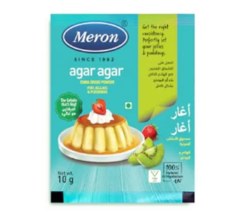 Meron Agar Agar China Grass Sachet | 100% Plant-Based | Ideal for Desserts and Jelly | Vegetarian Gelatin Substitute | Seaweed Extract | Thickening & Gelling Agent | Sets at Room Temperature | 10 Grams(FROM INDIA)JEZ