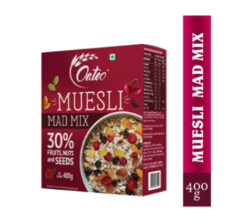 Oateo Muesli Mad Mix – 30% Extra Fruits, Nuts & Seeds 400g