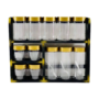 Wooden Spice Rack with Glass Jars, 650ml, 450ml, 250ml Containers, 2-Level Organizer